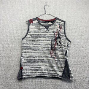 Y2K Oxygen Tank Top Red / Gray Cyber Grunge Skate Goth Beach Bum Sz L Read
